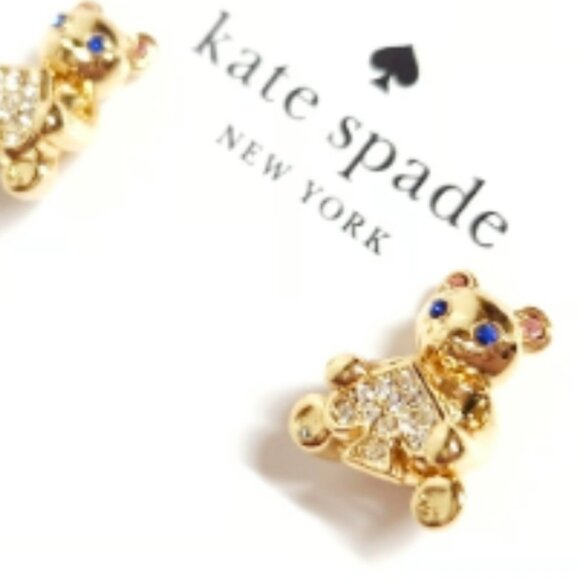 Kate Spade NWOT Oh What Fun Spade Teddy Bear Studs - Picture 4 of 8